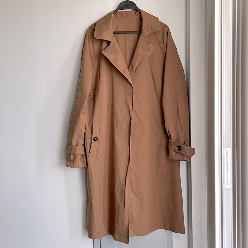 Tan Long Open Trench Coat